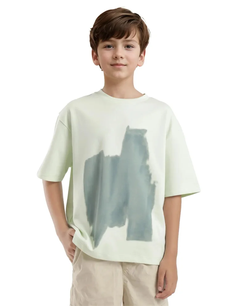 Rare Ones Rare Ones Kids Scrib Green Cotton Full Sleeves Crew Neck Abstract Print T-Shirt