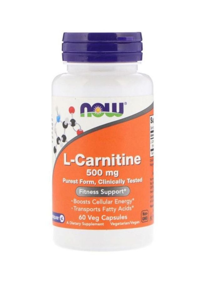 Now Foods L-Carnitine Fitness Dietary Supplement 500mg - 60 Capsules - Image 1