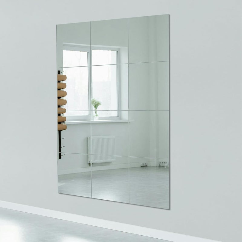 Ruomeng Home Gym Mirrors 12 Inch x 12Pcs Wall Mounted Mirror Glass Frameless Full Length Mirror Tiles for Home Gym, Bedroom, Door & Bathroom - Image 2