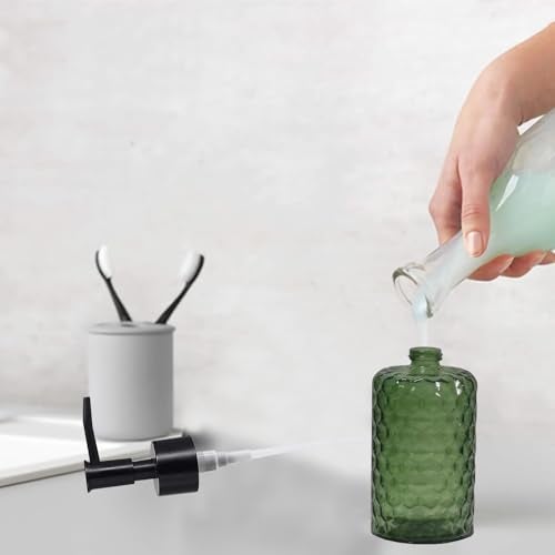 YYTSGG Green Glass Soap Dispenser with Plastic Pump, 17oz Liquid Hand Soap Dispenser for Kitchen & Bathroom, Great for Lotions, Essential Oil, Liquid Soaps - Image 3
