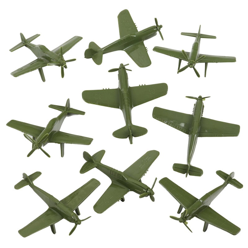 Tim Mee Toy TimMee WW2 Fighter Ace Planes - OD Green 9pc Plastic Army Men Airplanes USA Made - Image 1