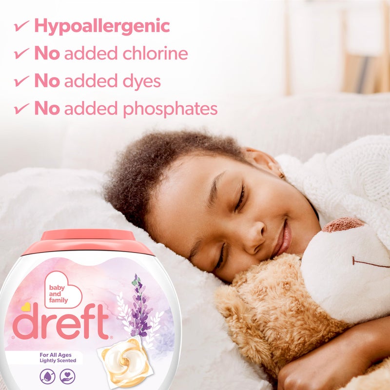 Dreft Laundry Detergent Pacs, Lightly Scented, Lavender, For Baby and Family, XL Pacs, 45 Count - Image 3