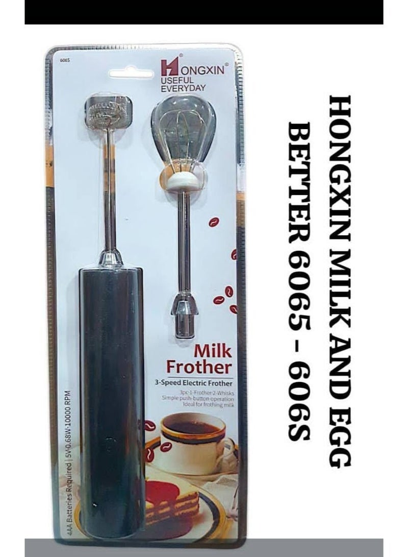 Hongxin Portable Milk Frother with 2 Stainless Steel Heads and 3 Speeds, Frothing Maker for Coffee, Latte, Cappuccino, Hot Chocolate, Matcha and Eggs (Black) - Image 5