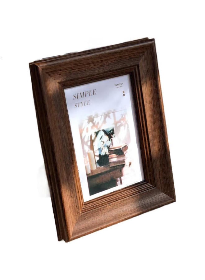 Befon 6-Inch Vintage Photo Frame, Wall-Mounted European-Style Creative Frame, Tabletop Frame, Walnut Color 0245 - Image 3