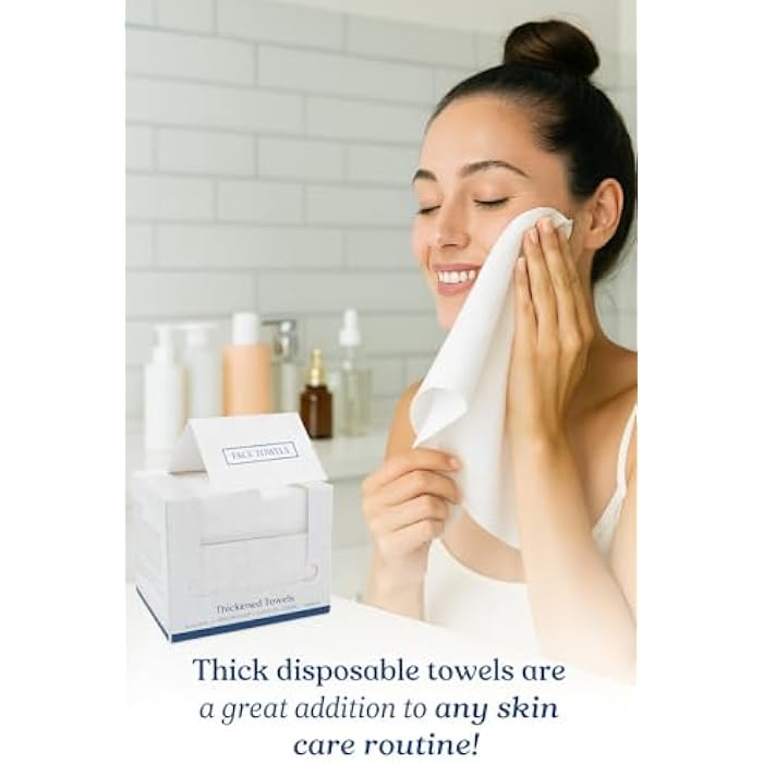 Thickened Disposable Face Towels 50 Count | Ultra-Soft, Biodegradable & Cruelty-Free | Dual-Texture 100% Viscose | Cleans Skin & Removes Makeup | For Skincare, Gym, Travel & More (10x12in) - Image 3