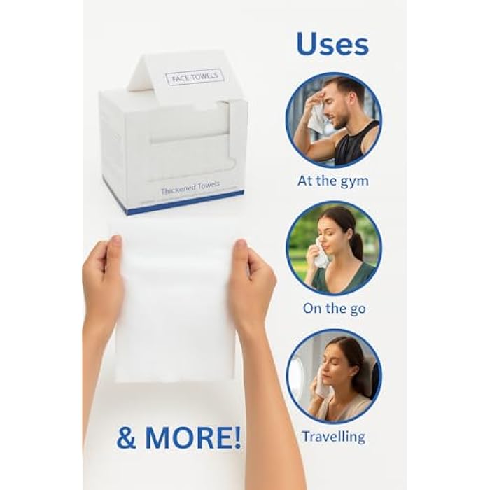 Thickened Disposable Face Towels 50 Count | Ultra-Soft, Biodegradable & Cruelty-Free | Dual-Texture 100% Viscose | Cleans Skin & Removes Makeup | For Skincare, Gym, Travel & More (10x12in) - Image 4