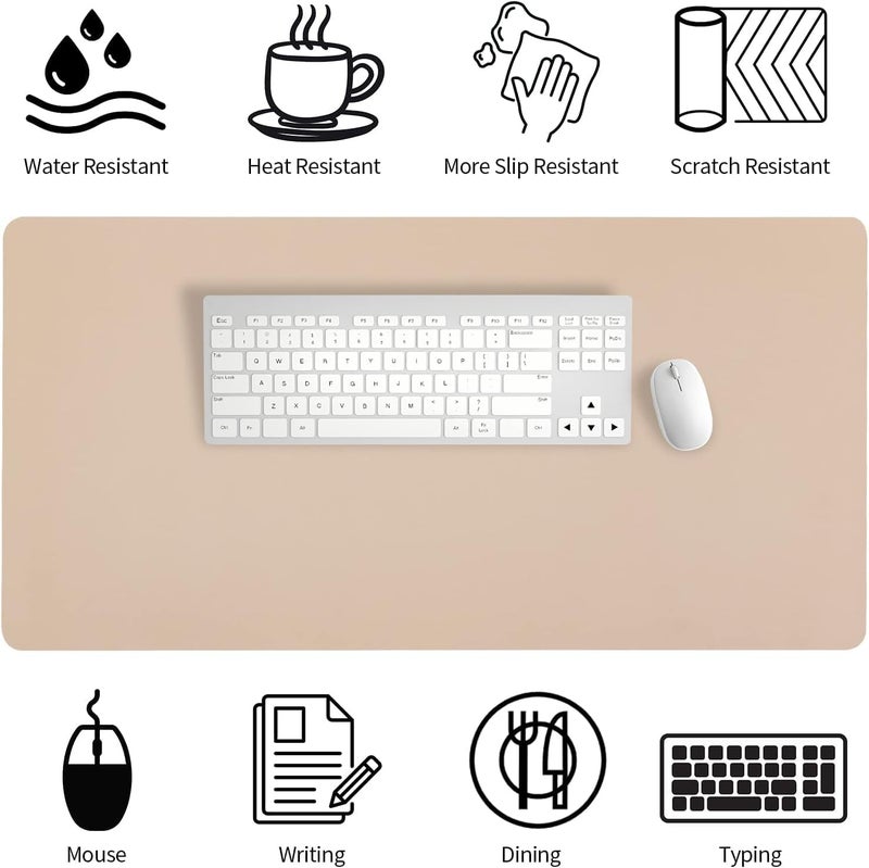 Bloss Leather Desk Pad and Keyboard Wrist Rest, Large Mouse Pad + Keyboard Pad+Mouse Wrist Support, Non-Slip Desk Mat Protector for Office, Home(27.6" x 13.8", Beige) - Image 4