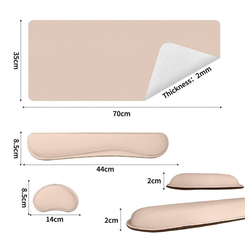 Bloss Leather Desk Pad and Keyboard Wrist Rest, Large Mouse Pad + Keyboard Pad+Mouse Wrist Support, Non-Slip Desk Mat Protector for Office, Home(27.6" x 13.8", Beige) - Image 5