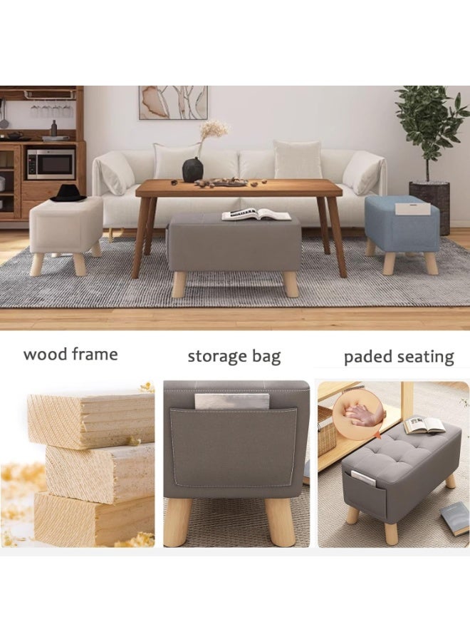 WALALLA Small Bench Home Living Room Sitting Stool Door Changing Shoe Stool Sofa Stool Low Footstool upholstered Rectangular Bench Table Side Stool for Bedroom Living Room Leg Rest - Image 3