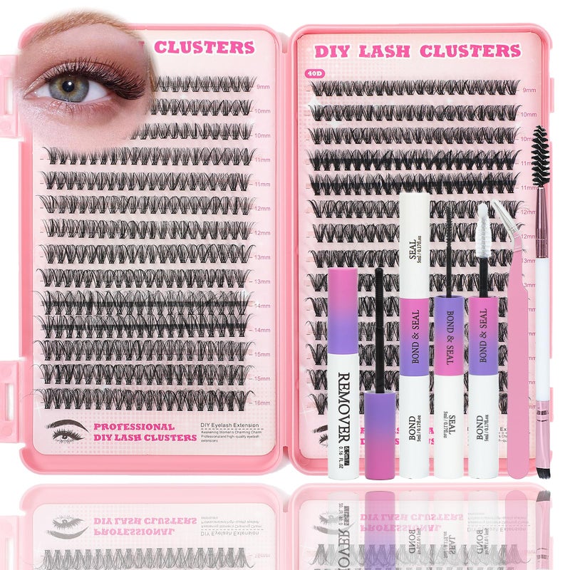 ISTGIFT Lash Clusters Kit, 560 Pcs Eyelashes Clusters Kit 9-16mm Individual Lash Extension Kit D Curl Fluffy Wispy False Eyelashes (30D+40D, Lash Clusters Kit) - Image 1