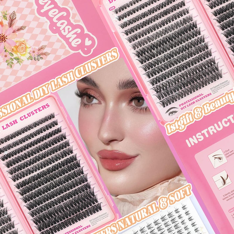 ISTGIFT Lash Clusters Kit, 560 Pcs Eyelashes Clusters Kit 9-16mm Individual Lash Extension Kit D Curl Fluffy Wispy False Eyelashes (30D+40D, Lash Clusters Kit) - Image 5