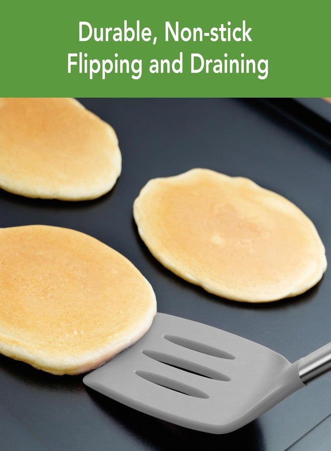 توفولو ملعقة تقليب سيليكون مثقبة من توفولو، بمقبض من الفولاذ المقاوم للصدأ، طولها 10 بوصات، لون أزرق داكن، مقاومة للحرارة، غير سامة وخالية من مادة BPA، أداة مطبخ، ملعقة تقليب سيليكون للبيض والفطائر بمقبض معدني للطهي - Image 2