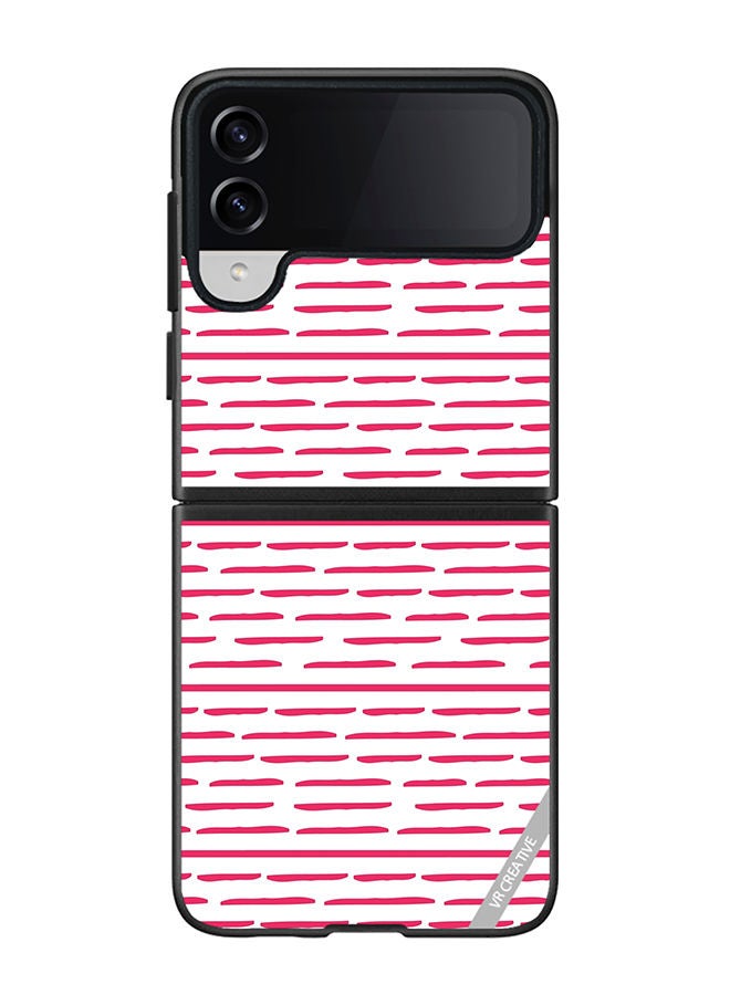 VR CREATIVE Protective Case Cover For Samsung Galaxy Z Flip4 Strips Design Multicolour - Image 1