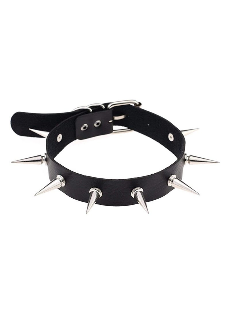 KASTWAVE Leather bracelet PU leather alloy stud necklace for neutral rock singer - Image 1