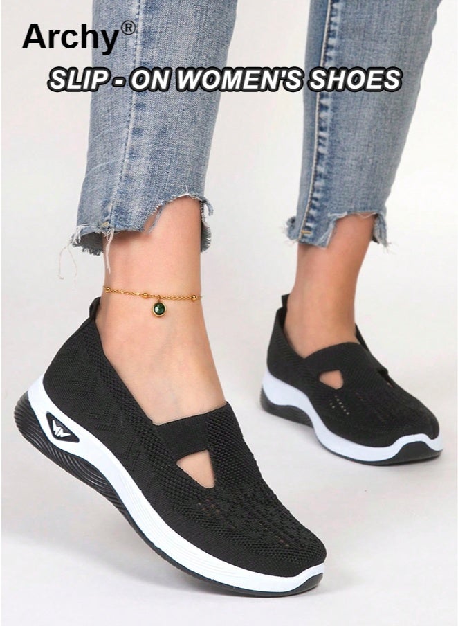 أرشي أحذية نسائية صيفية شبكية قابلة للتنفس - أحذية مسطحة خفيفة الوزن بنعل ناعم للأمهات في منتصف العمر وكبار السن - Image 1