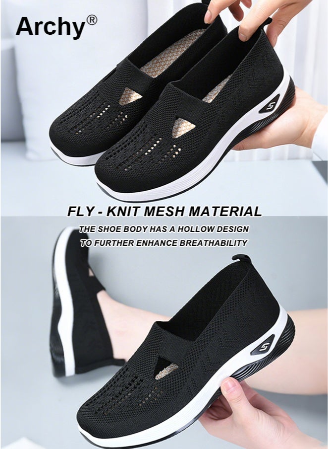 أرشي أحذية نسائية صيفية شبكية قابلة للتنفس - أحذية مسطحة خفيفة الوزن بنعل ناعم للأمهات في منتصف العمر وكبار السن - Image 5