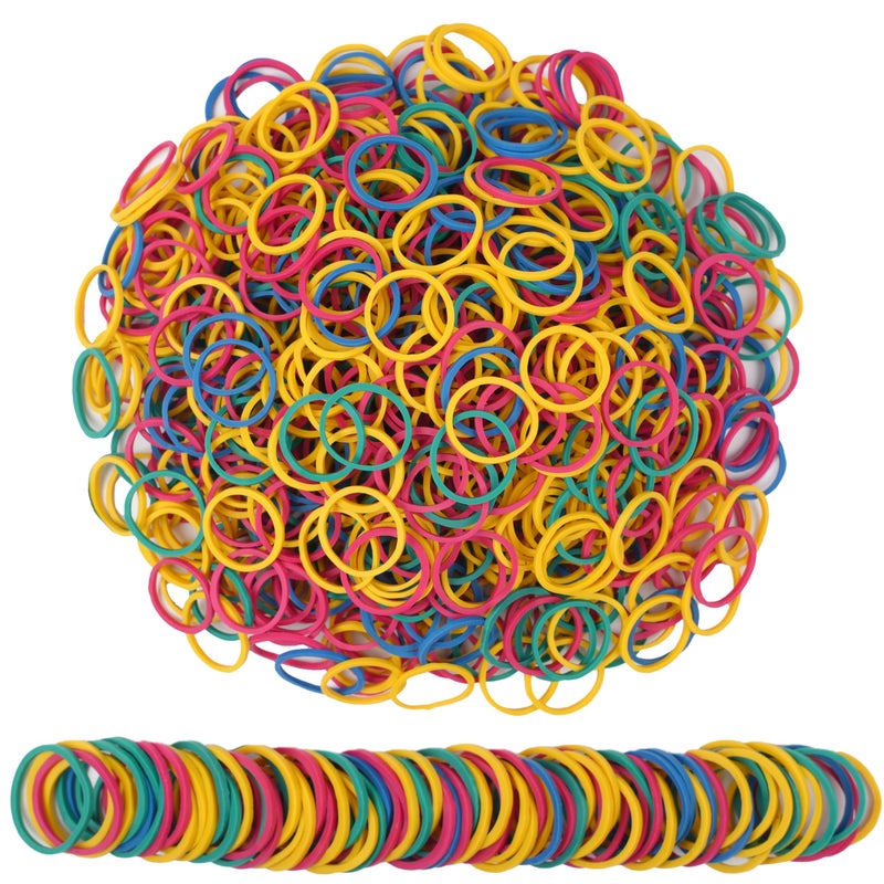Foshine Rubber Bands Small Mini Elastic Band Yellow Blue Green Red 1300pcs Rubber Band 1.2inch Office Supplies Home Inside Diameter 0.63in (Multicolour) - Image 1