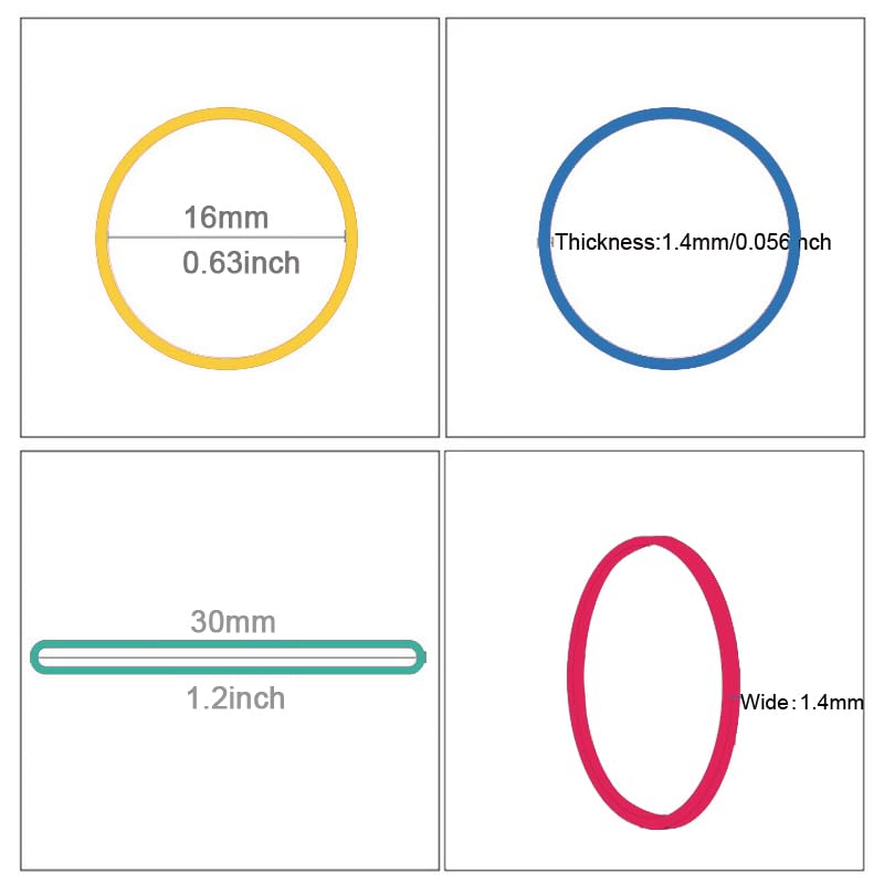Foshine Rubber Bands Small Mini Elastic Band Yellow Blue Green Red 1300pcs Rubber Band 1.2inch Office Supplies Home Inside Diameter 0.63in (Multicolour) - Image 2