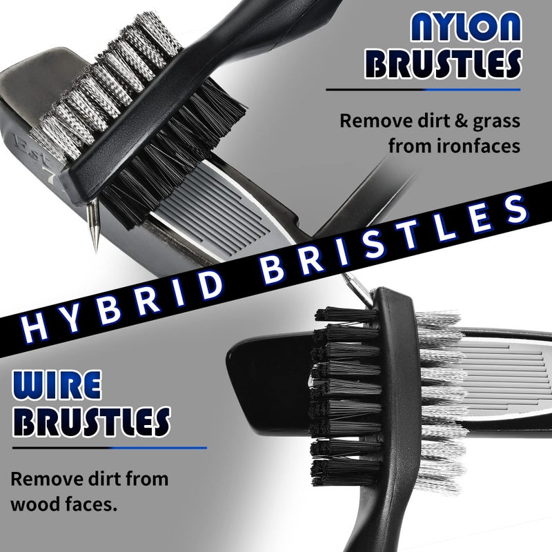 Mile High Life Microfiber Golf Towel and Oversized Brush Tool Kit with Club Groove Cleaner, Retractable Extension Cord and Clip (Black Printed Towel+Black Brush) - Image 3