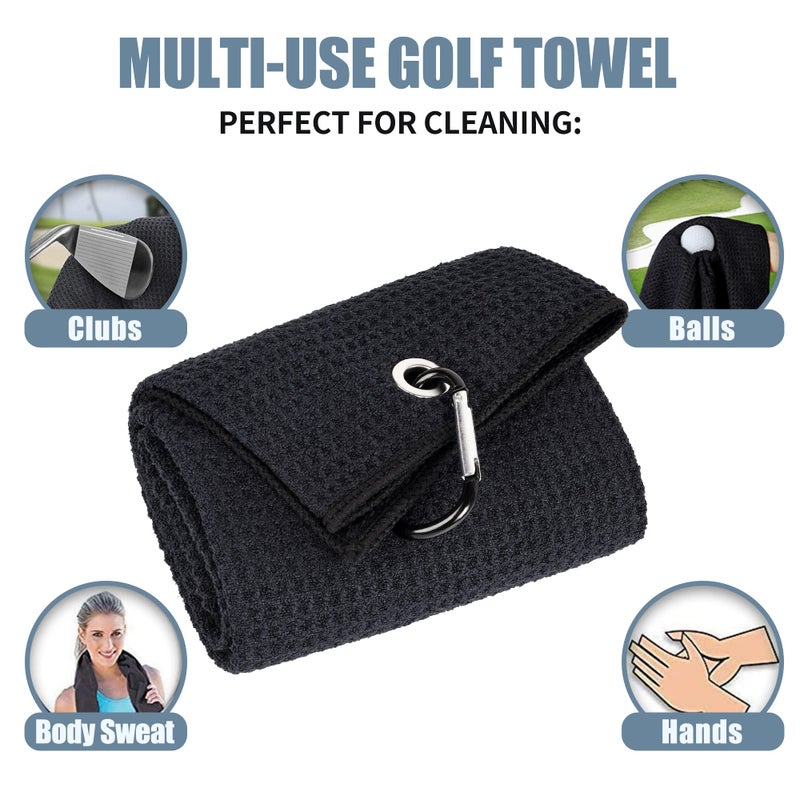 Mile High Life Microfiber Golf Towel and Oversized Brush Tool Kit with Club Groove Cleaner, Retractable Extension Cord and Clip (Black Printed Towel+Black Brush) - Image 5