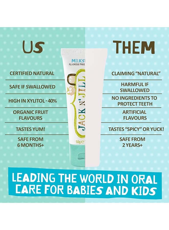 Jack N' Jill Natural Toothpaste Milkshake 50g, Ecocert Certified, Gentle, Fluoride-Free, Safe Oral Care for Kids & Toddlers - Image 5