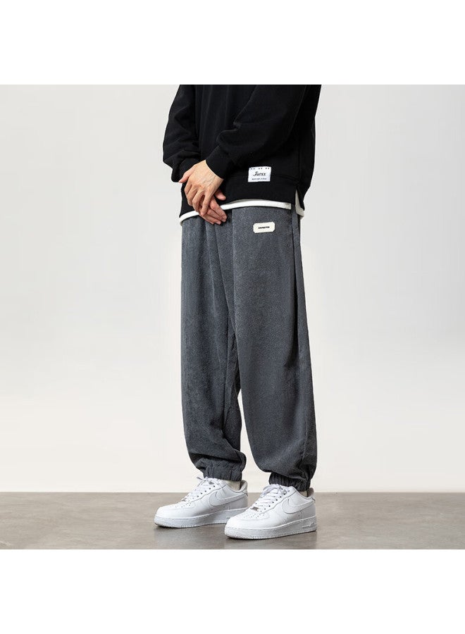 Foss Phil Men's Loose Fit Sports Jogger Pants Autumn Winter Nine-point Casual Trousers Men's Clothing Kp118 Dark Grey M - Image 5