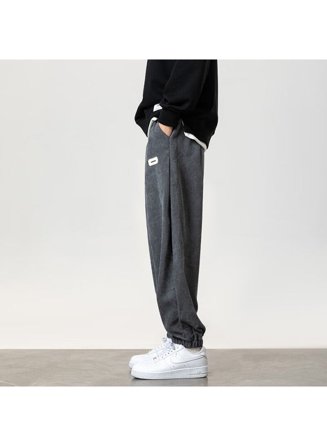 Foss Phil Men's Loose Fit Sports Jogger Pants Autumn Winter Nine-point Casual Trousers Men's Clothing Kp118 Dark Grey M - Image 3