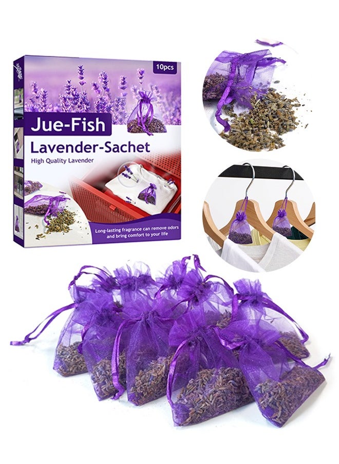 JUE-FISH Eco-Friendly Lavender Sachet Bags 10 Pcs - Lavender Sachets - Used for wardrobes, Drawers, Closets, Shoe cabinets and Cars, Fresh Fragrance - Suitable for Home Decoration - Can Carry The Sachet  - Image 1