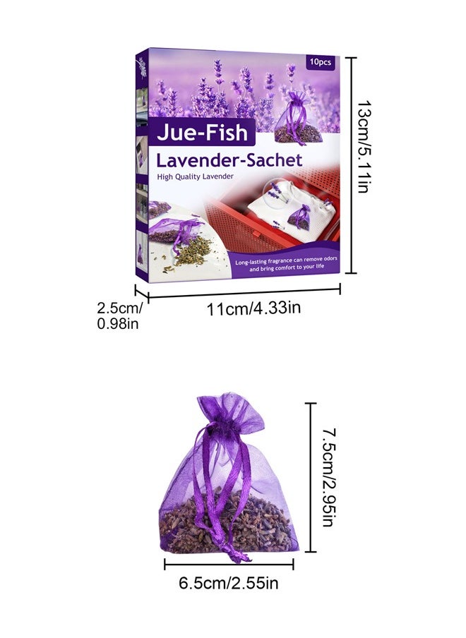 JUE-FISH Eco-Friendly Lavender Sachet Bags 10 Pcs - Lavender Sachets - Used for wardrobes, Drawers, Closets, Shoe cabinets and Cars, Fresh Fragrance - Suitable for Home Decoration - Can Carry The Sachet  - Image 2