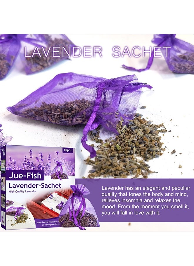 JUE-FISH Eco-Friendly Lavender Sachet Bags 10 Pcs - Lavender Sachets - Used for wardrobes, Drawers, Closets, Shoe cabinets and Cars, Fresh Fragrance - Suitable for Home Decoration - Can Carry The Sachet  - Image 4