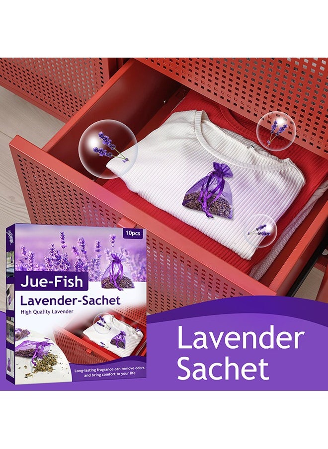 JUE-FISH Eco-Friendly Lavender Sachet Bags 10 Pcs - Lavender Sachets - Used for wardrobes, Drawers, Closets, Shoe cabinets and Cars, Fresh Fragrance - Suitable for Home Decoration - Can Carry The Sachet  - Image 5