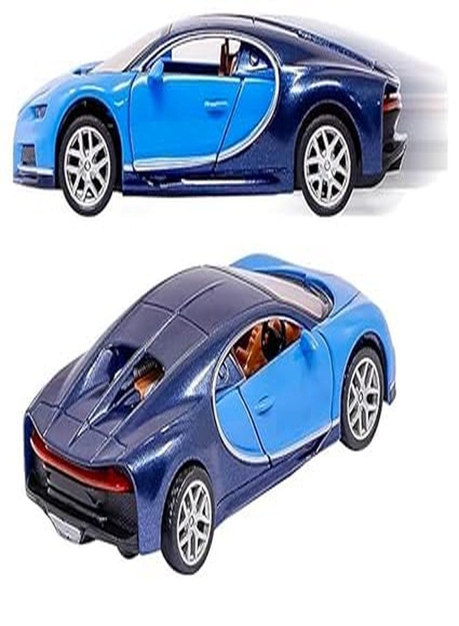 GKNEX سيارة لعبة GKNEX Bugatti CHIRON مصنوعة من المعدن المصبوب، تعمل بخاصية السحب للخلف، مع أبواب قابلة للفتح. نموذج مصغر، أفضل هدية للأطفال. - Image 1