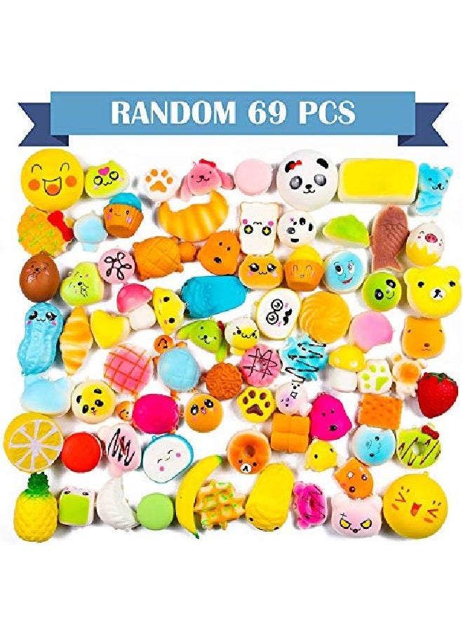 WATINC - Random 70Pcs Squeeze Toys Birthday Gifts For Kids Party Favors Slow Rising Simulation Bread Squeeze Stress Relief Toys Goodie Bags Egg Filler Keychain Phone Straps 1 Jumbo Squeeze Include - Image 1