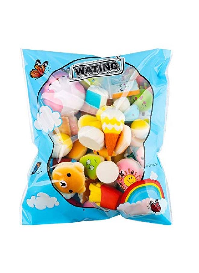 WATINC - Random 70Pcs Squeeze Toys Birthday Gifts For Kids Party Favors Slow Rising Simulation Bread Squeeze Stress Relief Toys Goodie Bags Egg Filler Keychain Phone Straps 1 Jumbo Squeeze Include - Image 1