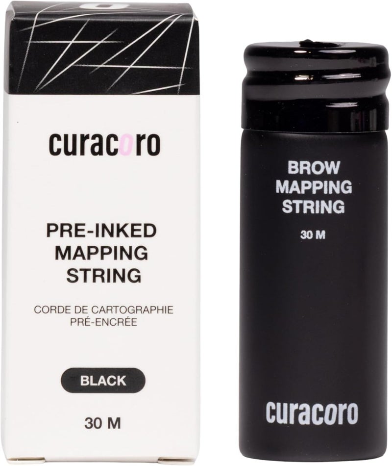 خيط تحديد شكل الحواجب Brow Mapping String، بطول 30 مترًا ومُرسوم مسبقًا، مخصص لتقنيات الميكروبليدينج والمكياج الدائم (PMU)، وتشكيل الحواجب باستخدام فحم الخيزران (لون أسود). - Image 1