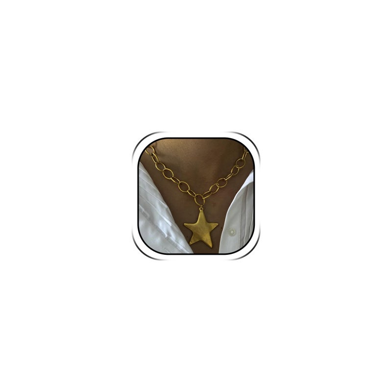 JAVARNV Star Necklace Chunky Gold Statement Necklaces Punk Star Pendant Gold Chain Necklaces for Women Trendy Grunge Accessories Jewelry for Women - Image 1