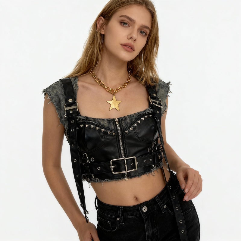 JAVARNV Star Necklace Chunky Gold Statement Necklaces Punk Star Pendant Gold Chain Necklaces for Women Trendy Grunge Accessories Jewelry for Women - Image 3