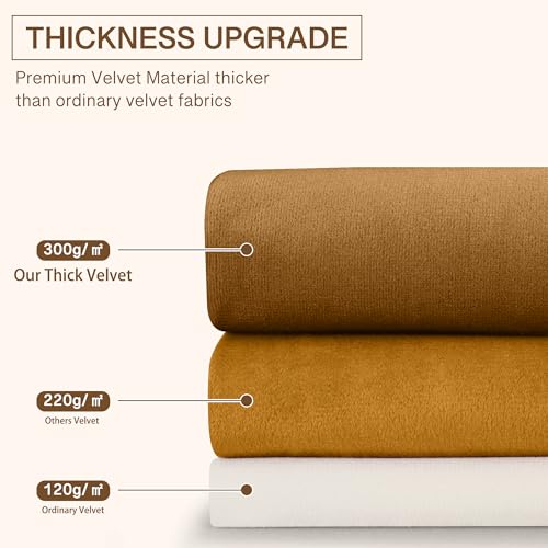 StangH Fall Curtains Burnt Orange Velvet Curtains Luxury Terracotta Thermal Insulated Room Darkening Bedroom Window Drapes for Living Room, Holiday Home Decor for Backdrops, W52 x L84, 2 Panels - Image 5