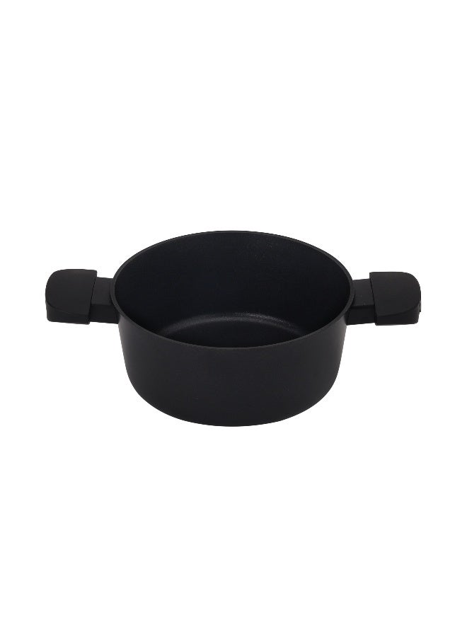 Royalford 20 cm Premium Diamond Series Aluminum Casserole- RF12631/ with Swiss Made PFLOUN Nonstick, 5 Layer Construction/ Heat Resistant Bakelite Handles and Knobs, Tempered Glass Lid, Eco-Friendly/ Perfect for Stews, Soups, Curries, Pastas, etc./ Black, 1 Year Warranty - Image 2