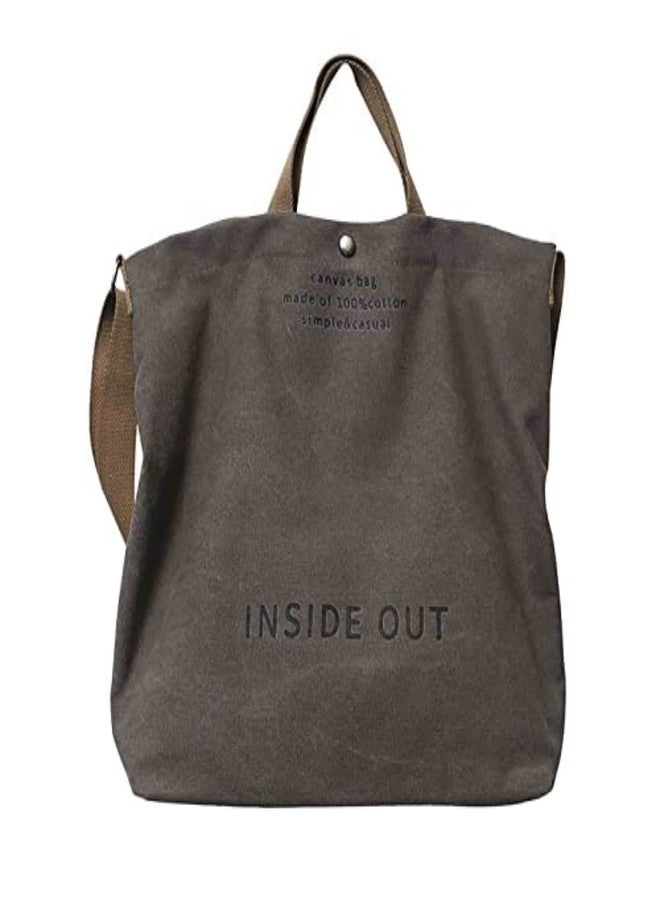 Sumleno Women Large Canvas Tote Handbags Casual Shoulder Work Bag Crossbody Top Handle Vintage Grunge Hobo Bag (Gray,One Size) - Image 1