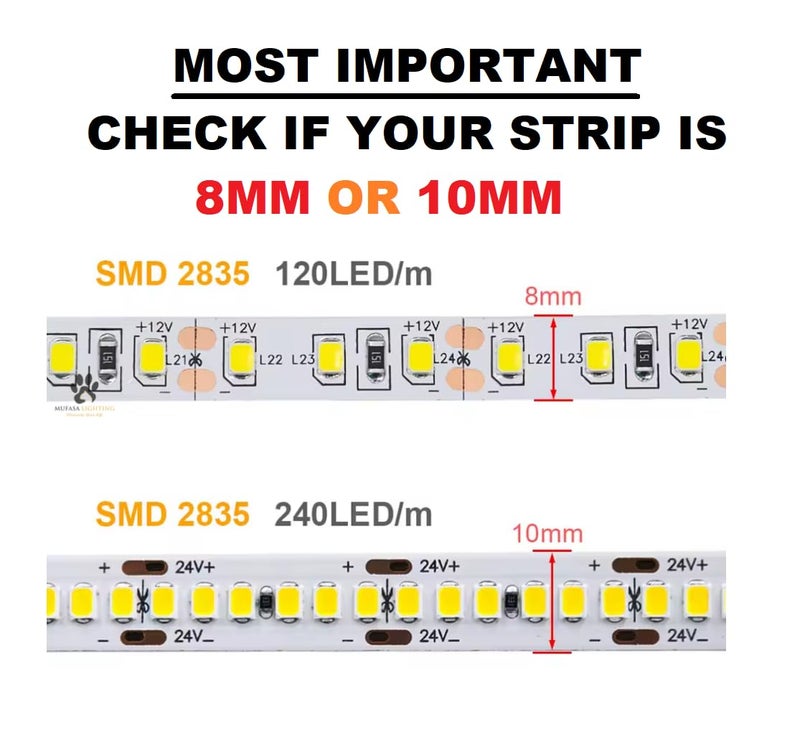 Mufasa LED Strip Connectors - DIY Strip to Wire Quick Solderless Connection for 12v 24v Single Color Led Strip Lights Profile Light Accessory (Non Waterproof) (Pack of 10) (L Corner, 8MM) - Image 2