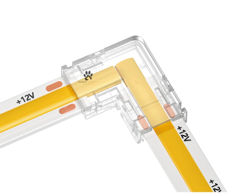 Mufasa LED Strip Connectors - DIY Strip to Wire Quick Solderless Connection for 12v 24v Single Color Led Strip Lights Profile Light Accessory (Non Waterproof) (Pack of 10) (L Corner, 8MM) - Image 1