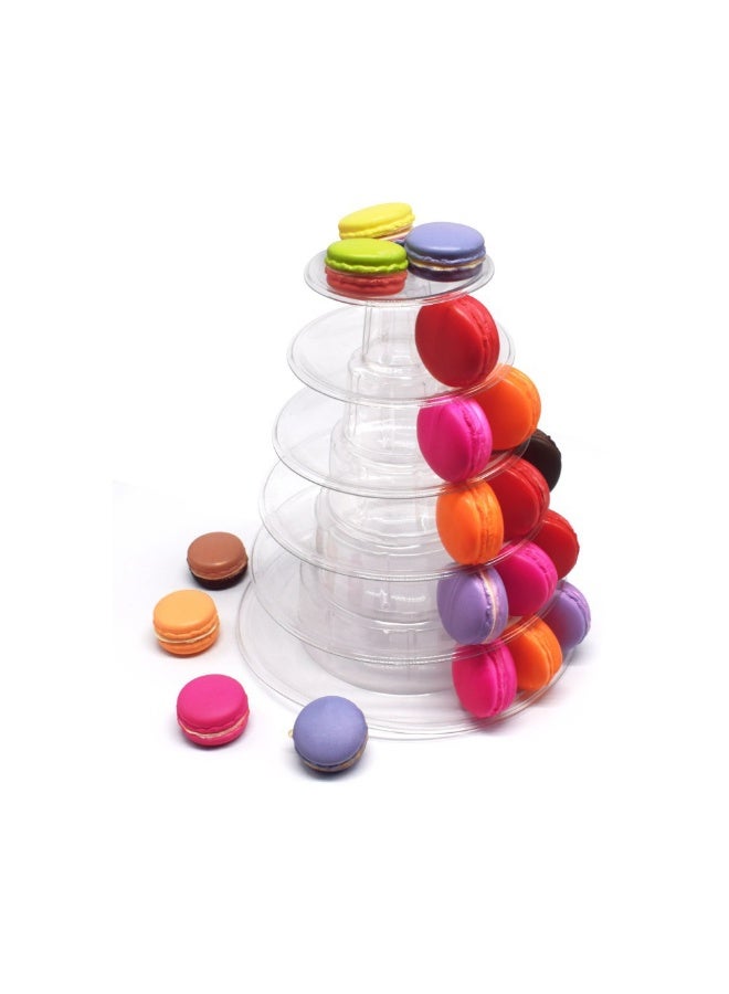 حامل ماكرون ب 6 طبقات، حامل عرض بلاستيكي لكعكة الكب كيك، زينة حفلات الزفاف وأعياد الميلاد - Image 2