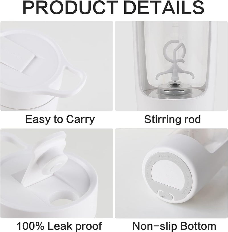 JOTER & LIBEAR Electric Shaker Bottle, Blender Bottles, Made with Tritan - BPA Free - Portable Mixer Cup/USB Rechargeable Shaker Cups for Protein Shakes and Meal Replacement Shakes, 22 oz (White) - Image 5
