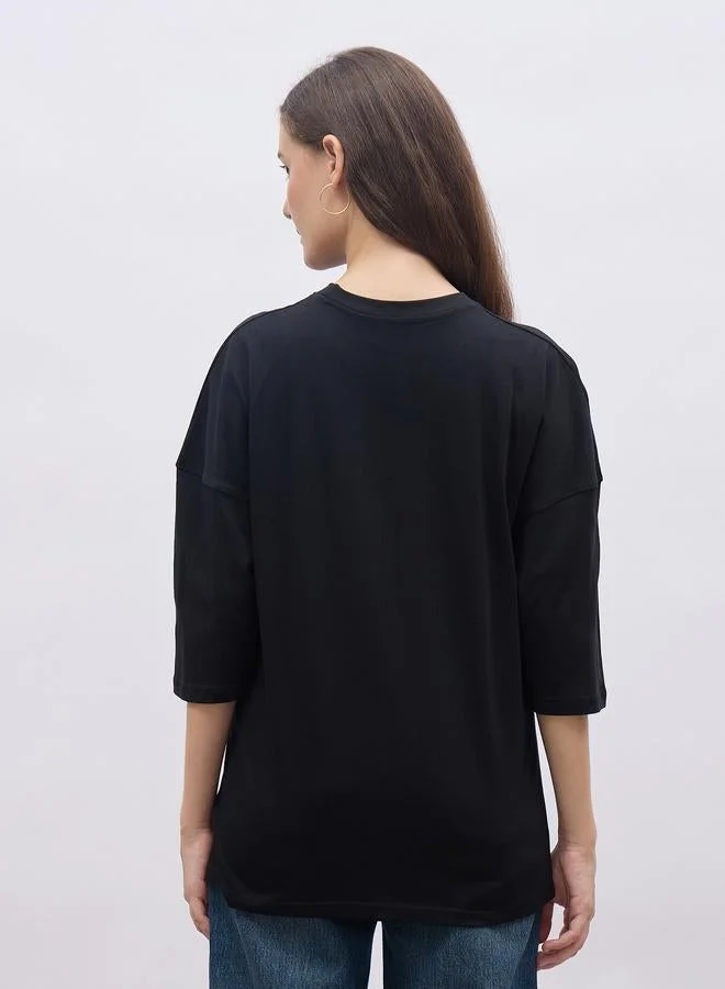 Styli Styli Black Graphic Print Oversized T-Shirt