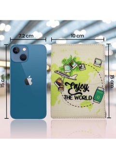 Tediline Passport Holder, Passport Cover - Printed Design, Enjoy the World - Travel Wallet for Men and Women, Secure Document Organizer with RFID Protection, Lightweight, Compact Design, Ideal for Travel, Passport Storage, and Luggage Organization  - Image 5