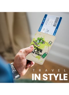 Tediline Passport Holder, Passport Cover - Printed Design, Enjoy the World - Travel Wallet for Men and Women, Secure Document Organizer with RFID Protection, Lightweight, Compact Design, Ideal for Travel, Passport Storage, and Luggage Organization  - Image 4
