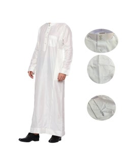Generic Polyester Mens Robe Qatar Stand Collar Design with Pockets Black  - Image 5