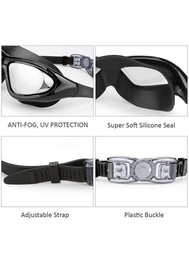 Cable World World® Big Frame Competition Swim Goggles With Free Protective Case Pro Anti Fog Protection Clear Anti-Uv Swimming Goggles With Adjustable Strap - Image 2