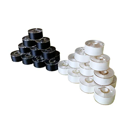 HimaPro 144 PreWound Bobbins for Embroidery and Sewing Machines Class 15 Size A (SA156) Plastic Sided 60 WT Polyester Sewing Thread(72 Black& 72 White) - Image 2
